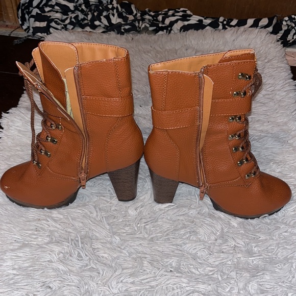 Womens Mark Platform High Block Heel Lace Up Ankle Boots - Picture 2 of 5